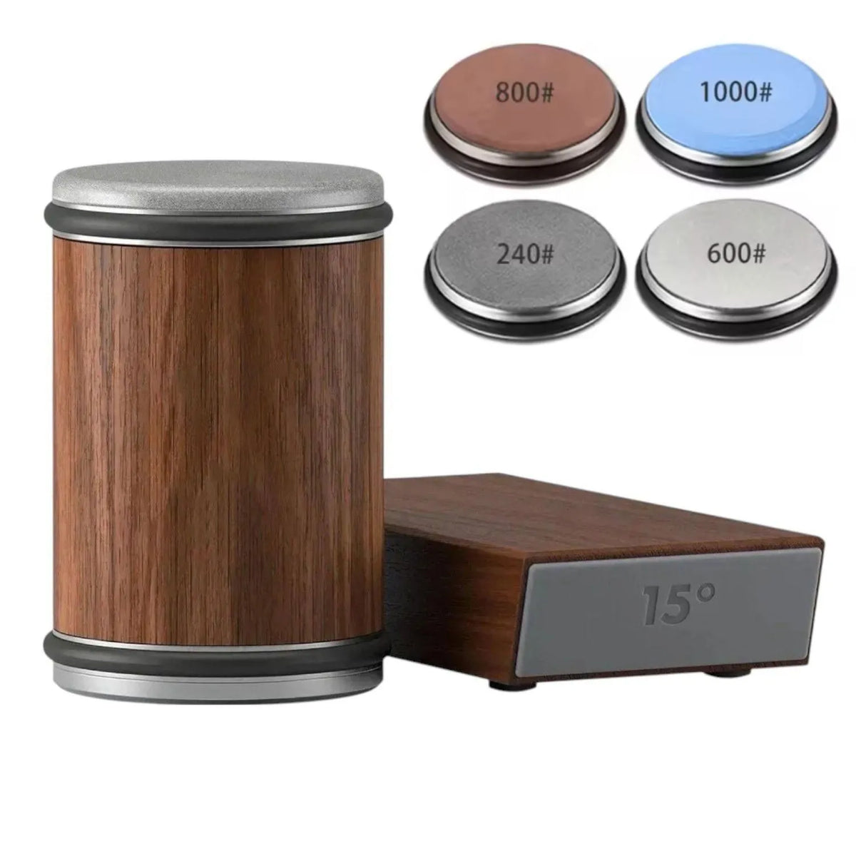 Wooden Knife Sharpener with Magnetic System and Adjustable Angles