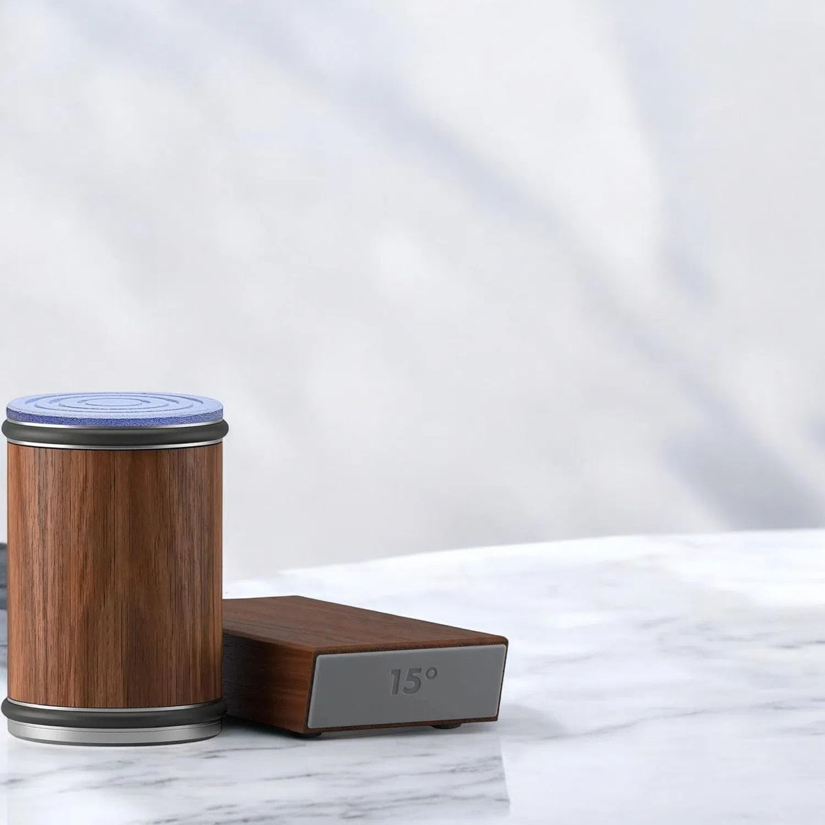 Wooden knife sharpener with magnetic system and adjustable angles